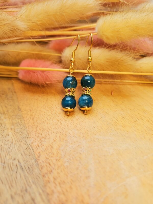 Boucle d''oreille apatite bleue