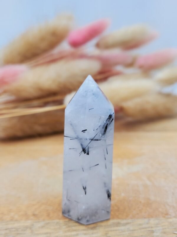 Pointe quartz tourmaline noire