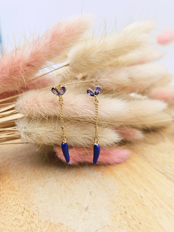 boucle d'oreille piment bleue